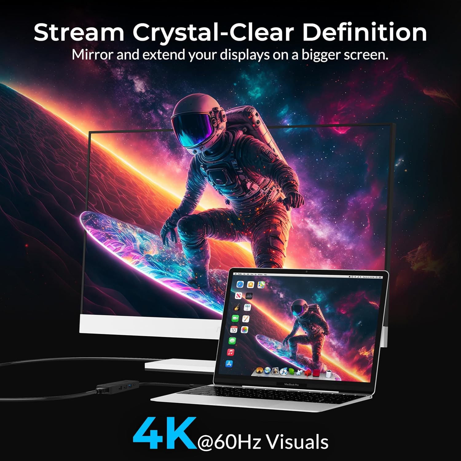 SABRENT USB-C Hub 5-in-1 Docking Station, 4K@60Hz HDMI (Requires DP Alt Mode), 100W PD Pass-Through, 3-Port USB 5Gbps Adapter for Laptops, MacBook Pro/Air, and Type-C Devices (HB-TC5P)